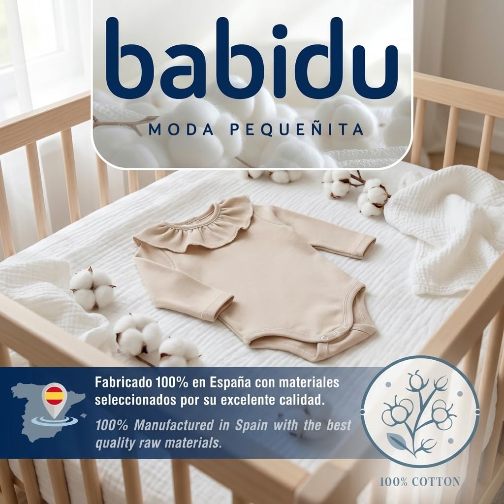 Babidu body neonato manica lunga volant cotone