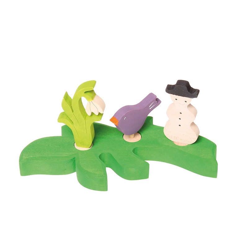 Grimm's Foglia Verde Bosco candeliere legno + portacandela