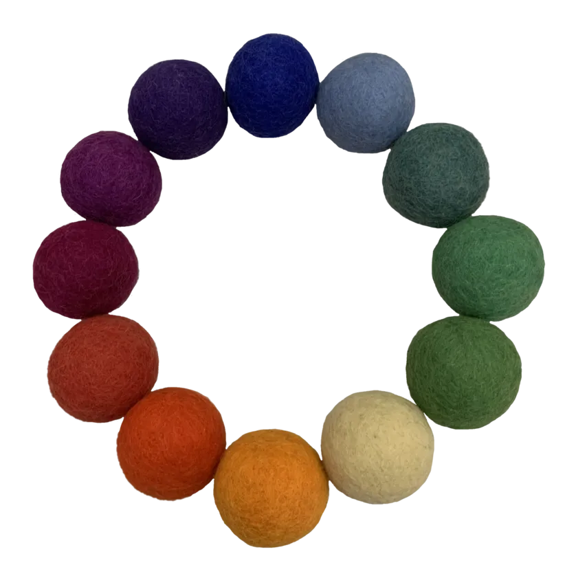 Papoose Toys Arcobaleno set 12 palline feltro 5 cm