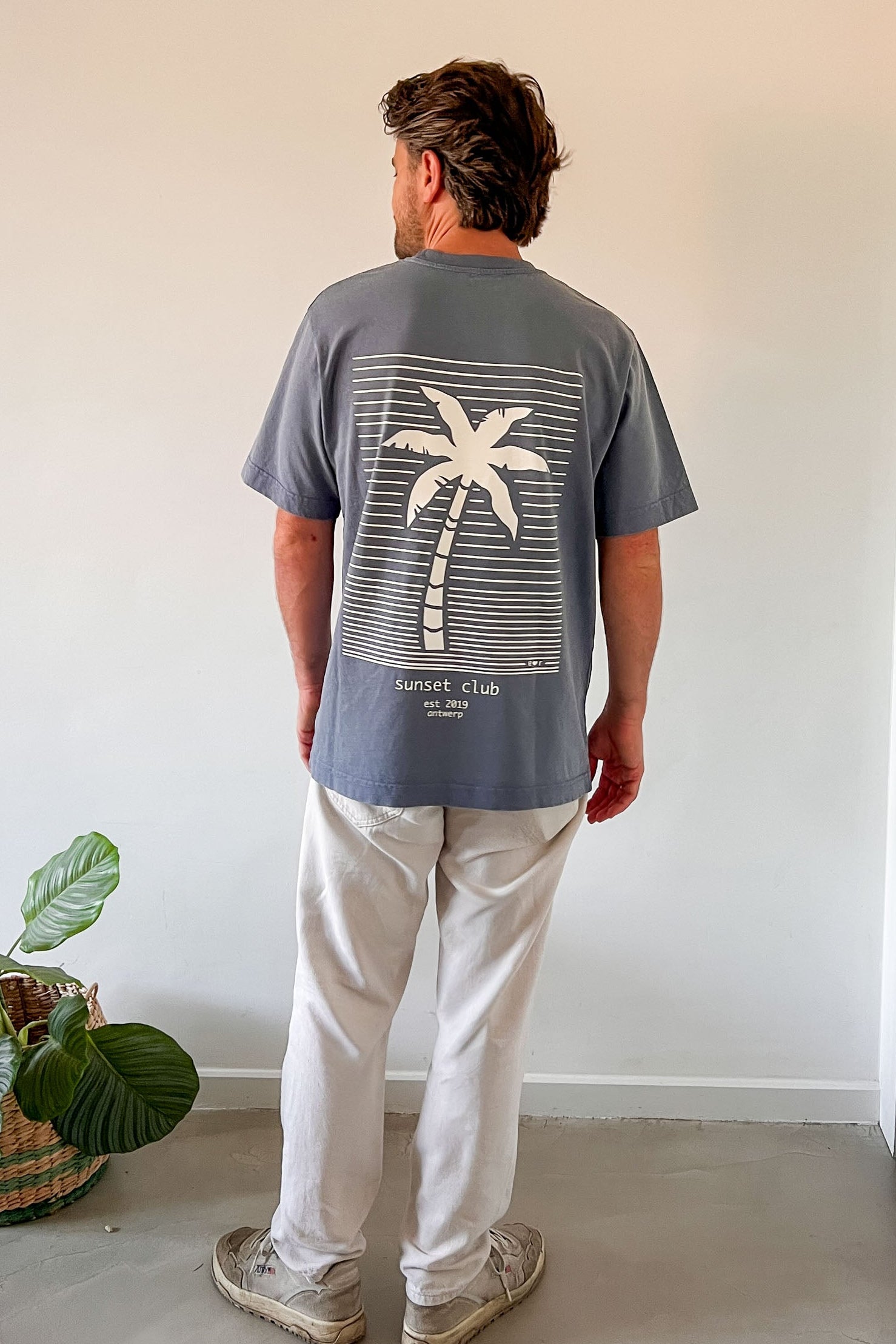 Ella and Rapha Palmtree t-shirt grigia loose fit cotone