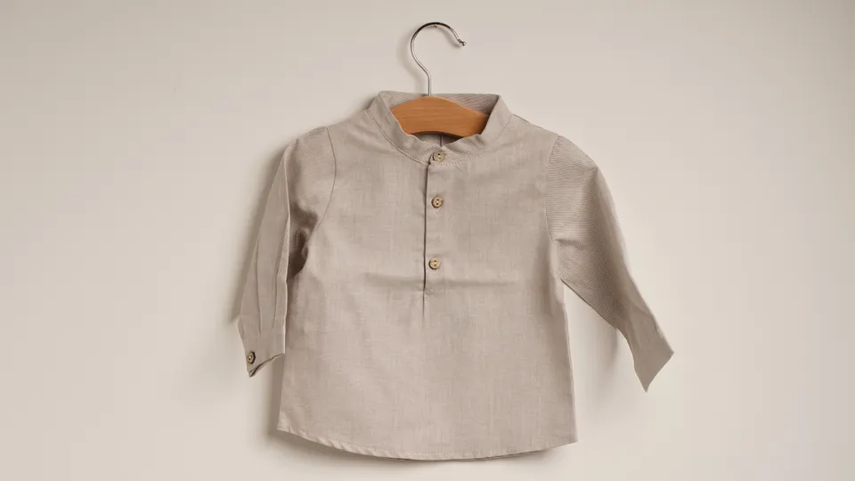 Mebi Camicia Neonato Manica Lunga Cotone Beige