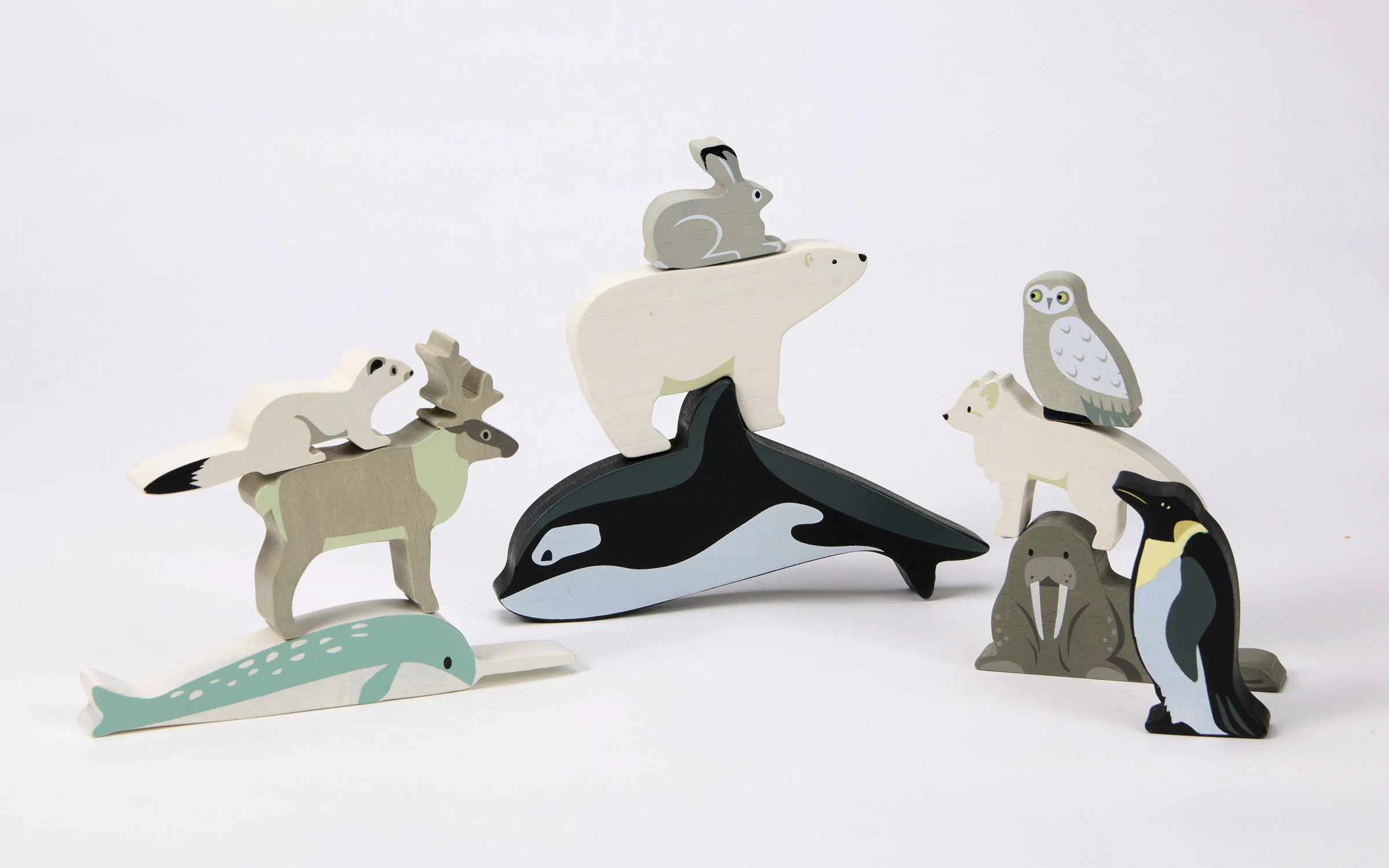 Tender Leaf set 10 animali polo legno con teca