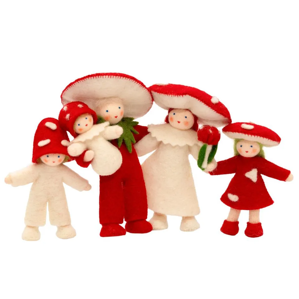 Ambrosius Fly Agaric 5 figure Waldorf feltro lana