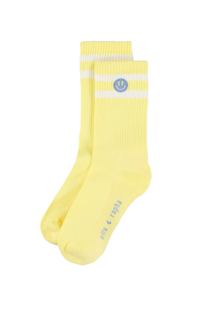 Ella and Rapha Smiley calzini giallo burro cotone