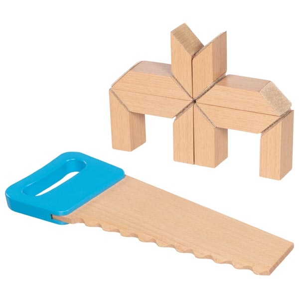 Goki Set Falegname mattoncini legno da tagliare con sega