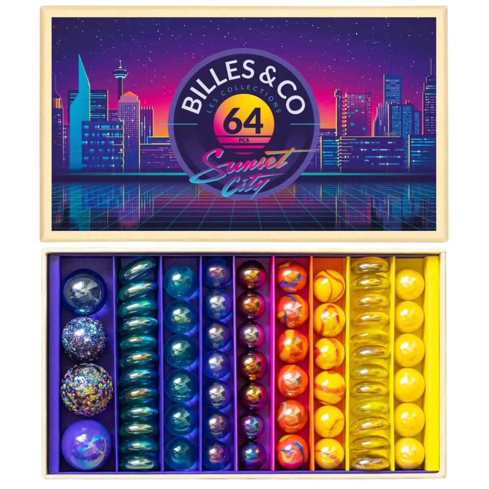Billes & Co Sunset City scatola biglie vetro 64 pezzi