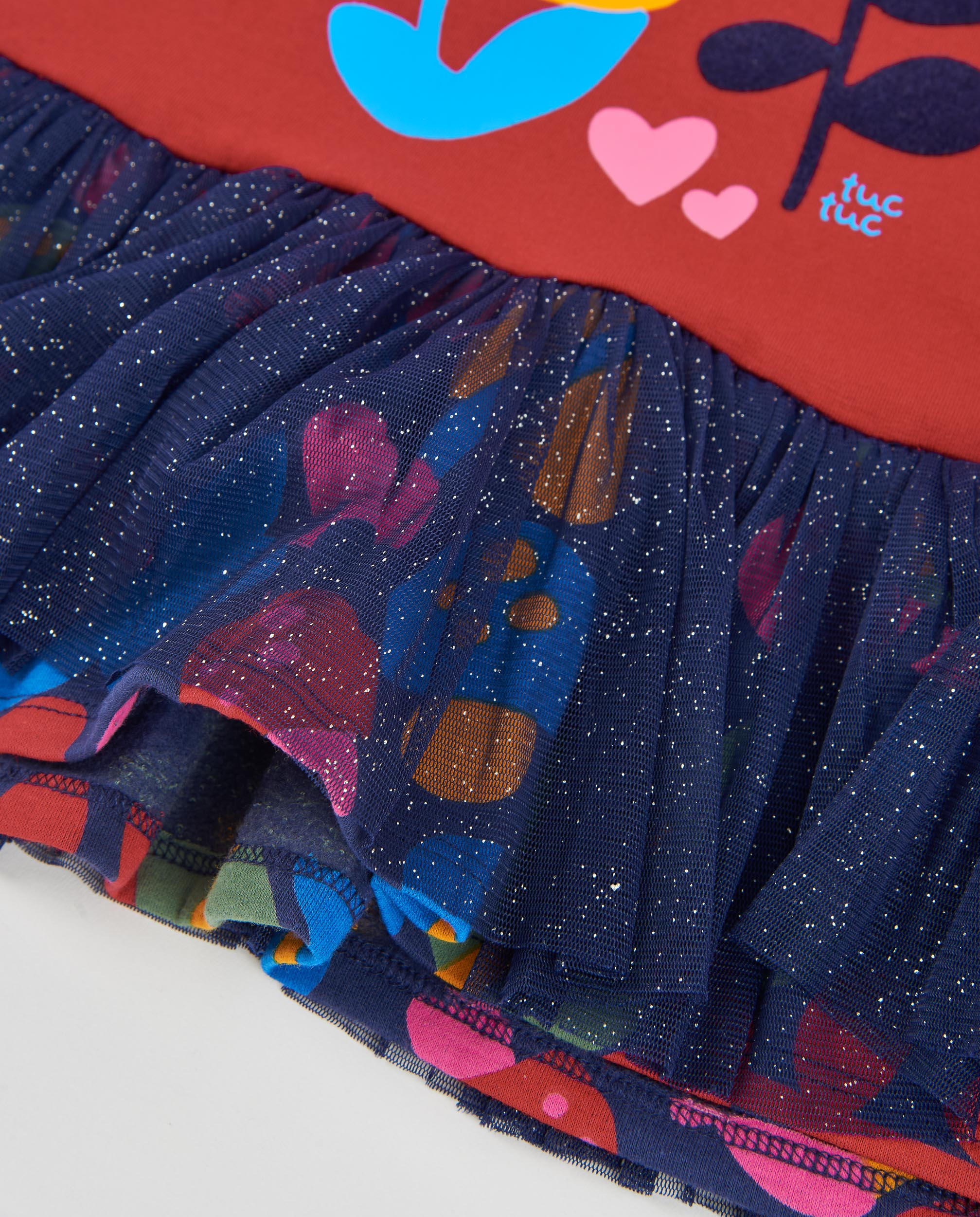 Tuc tuc vestito bambina rosso con stampa fiori