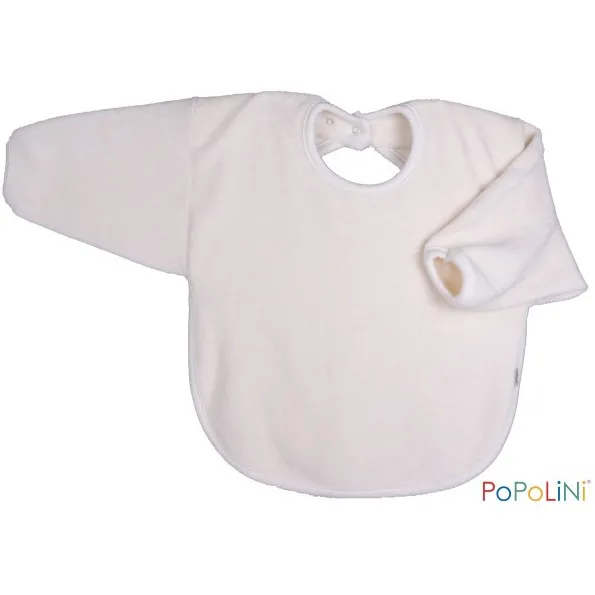 Popolini Bavaglio con Maniche bavaglino ecrù cotone bio