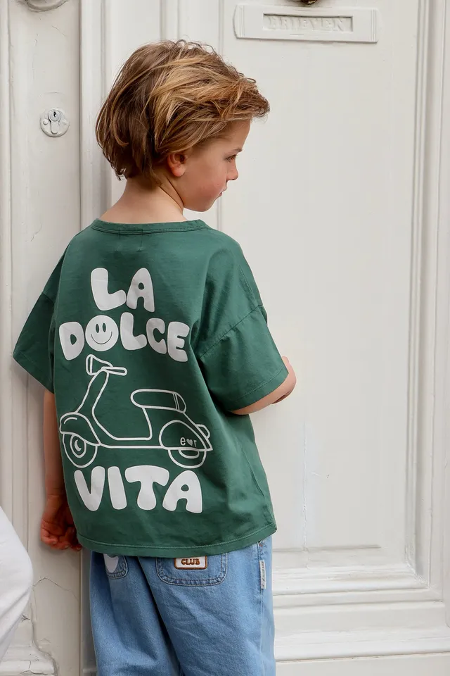 Ella and Rapha La Dolce Vita maglietta bambino verde cotone