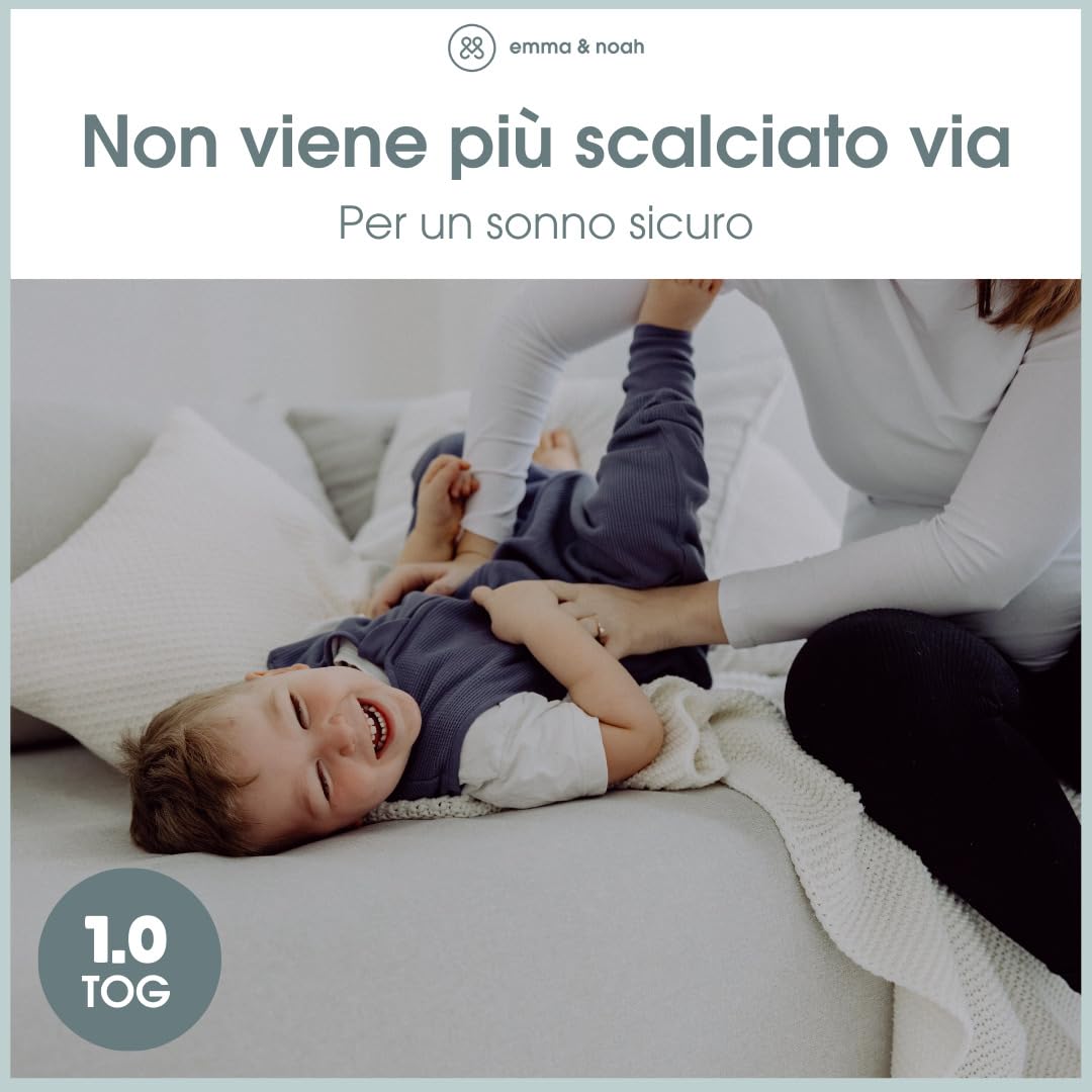 emma & noah punti menta sacco nanna con piedi 90 cm cotone bio