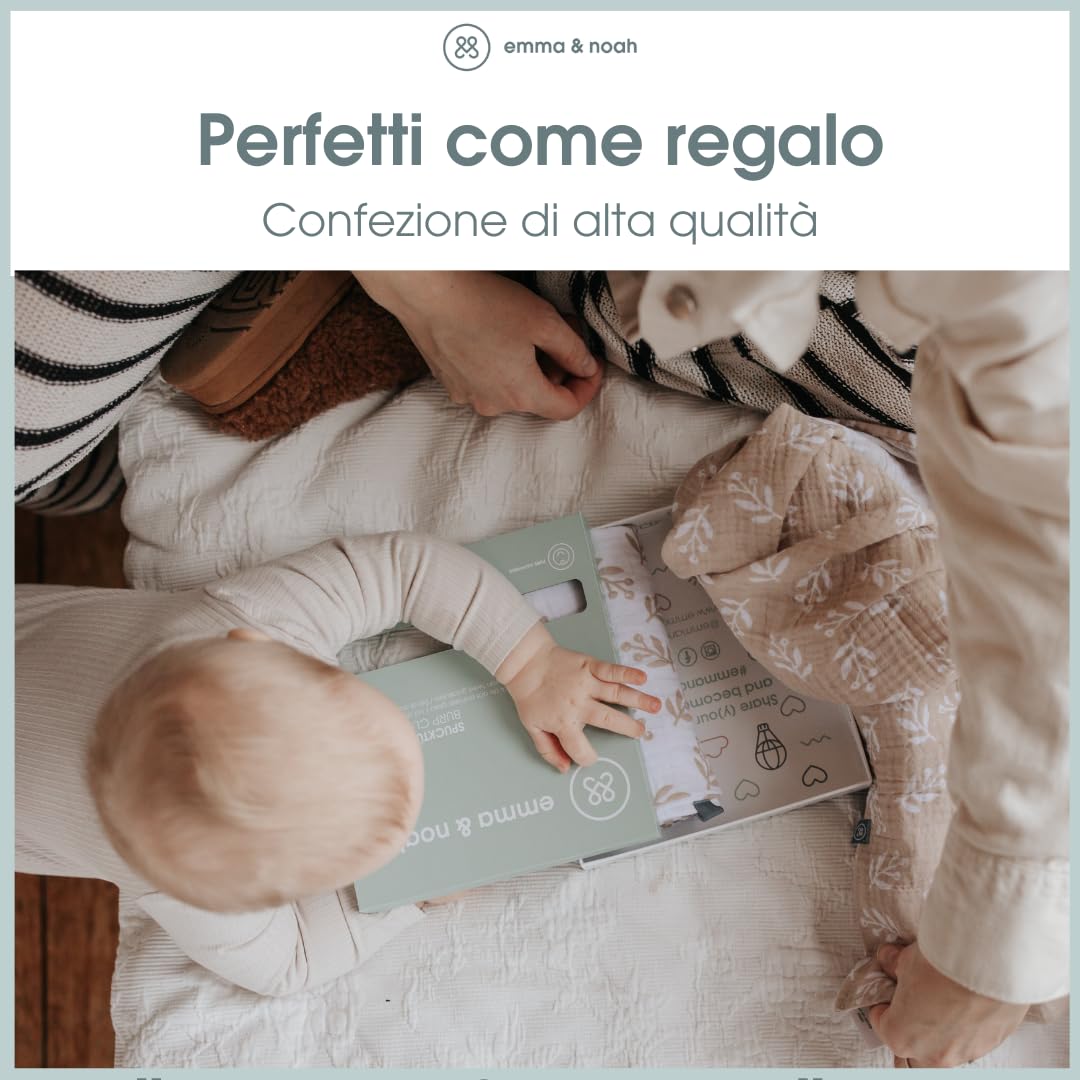 emma & noah Panni Neonato Cotone Bio 70x70 Pois Blu 2 Pz