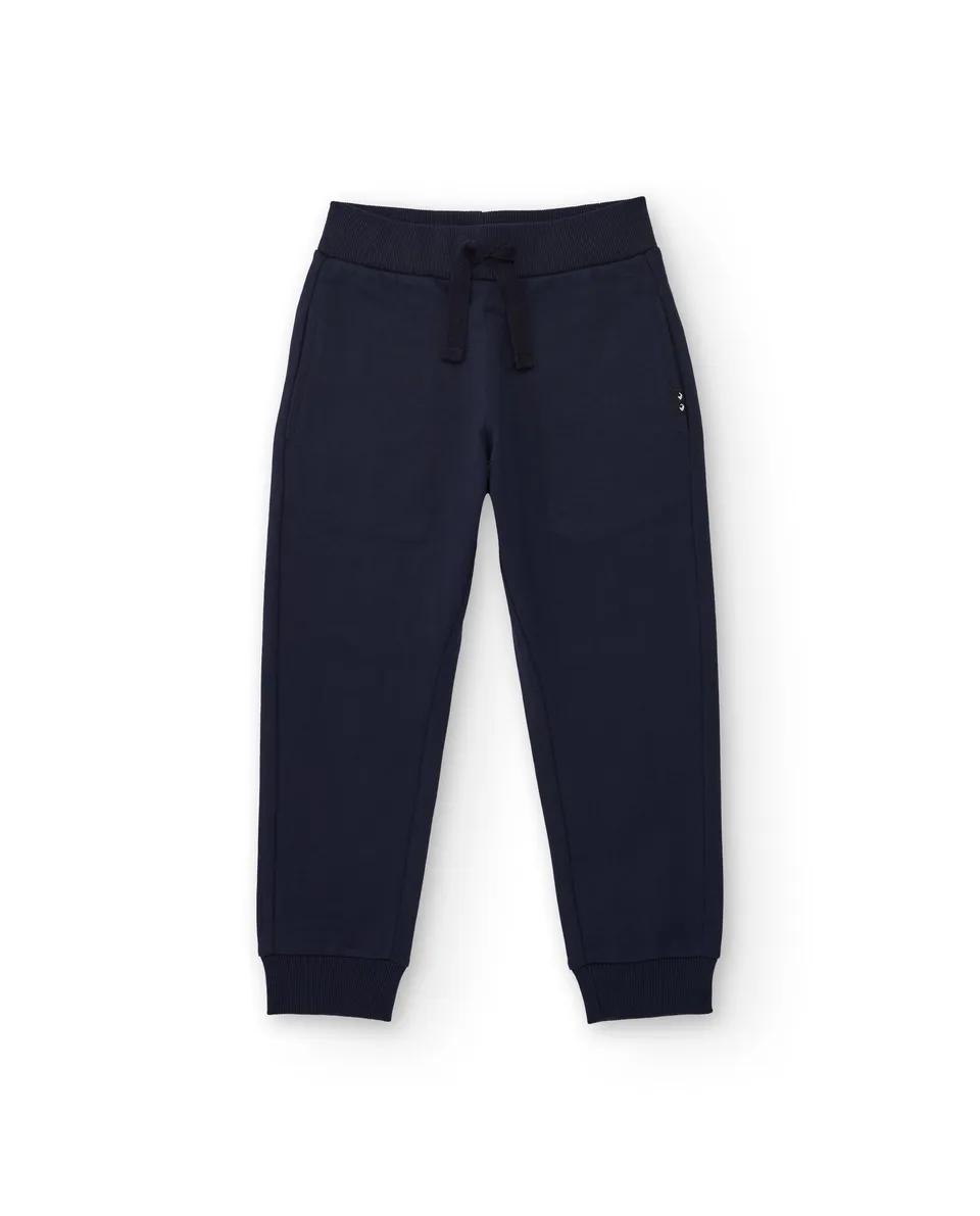 Tuc tuc pantaloni tuta bambino blu navy felpati