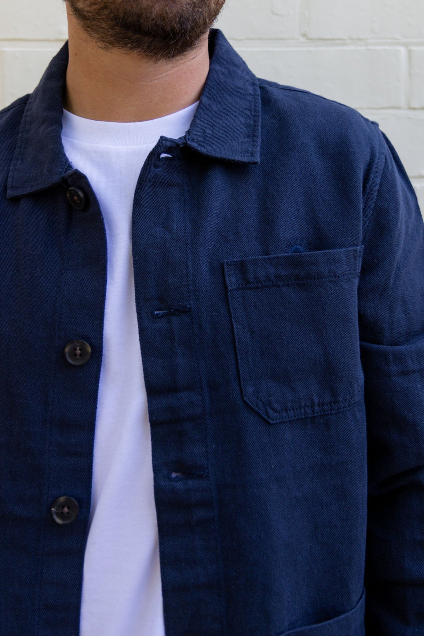 Ella and Rapha Sunrise camicia overshirt blu cotone lino