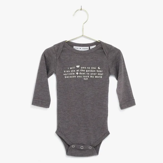 Ella and Rapha To The Moon body neonato grigio morbido
