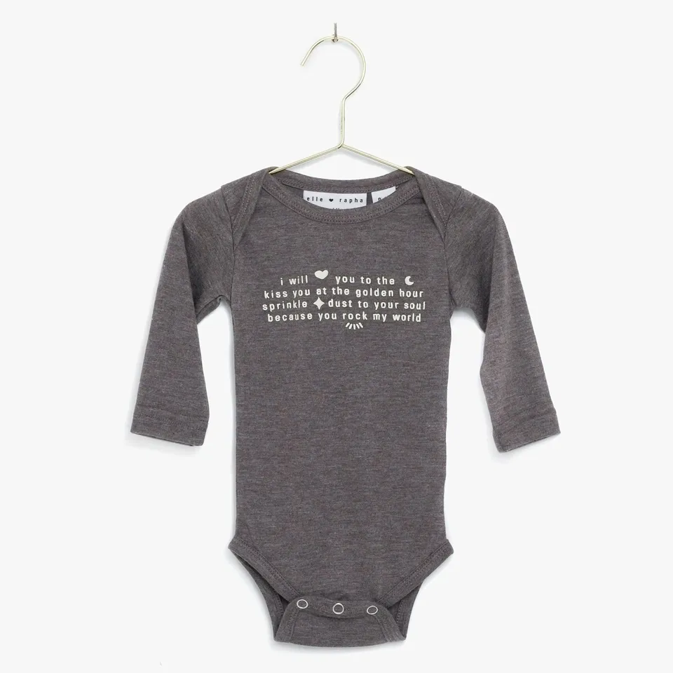 Ella and Rapha To The Moon body neonato grigio morbido