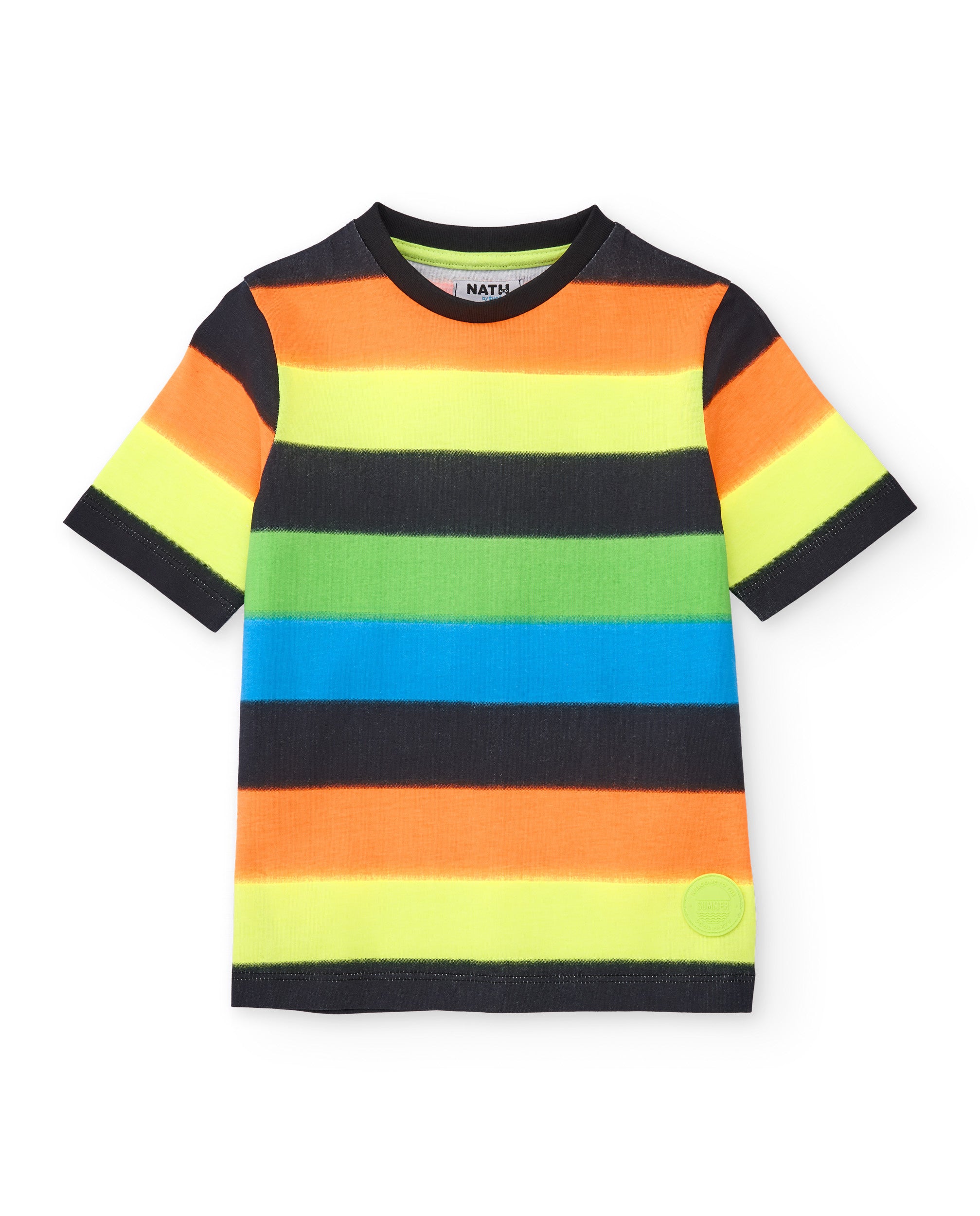 Tuc Tuc maglietta bambino nera a righe multicolore