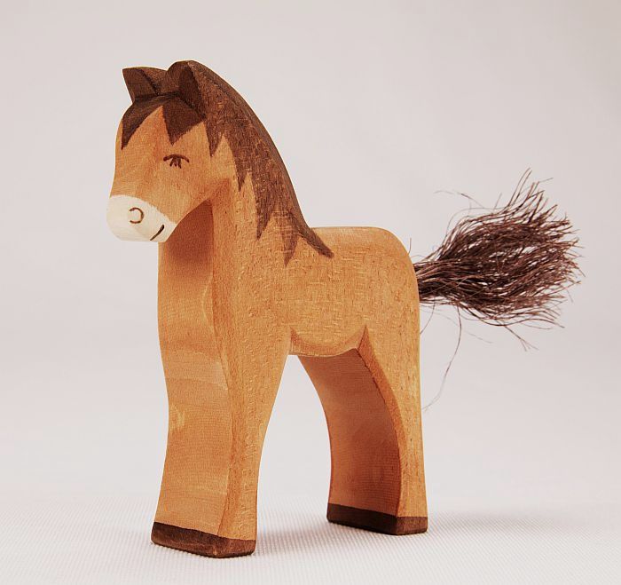 Ostheimer Puledro Marrone Figura Legno 9,7 cm Fatto a Mano