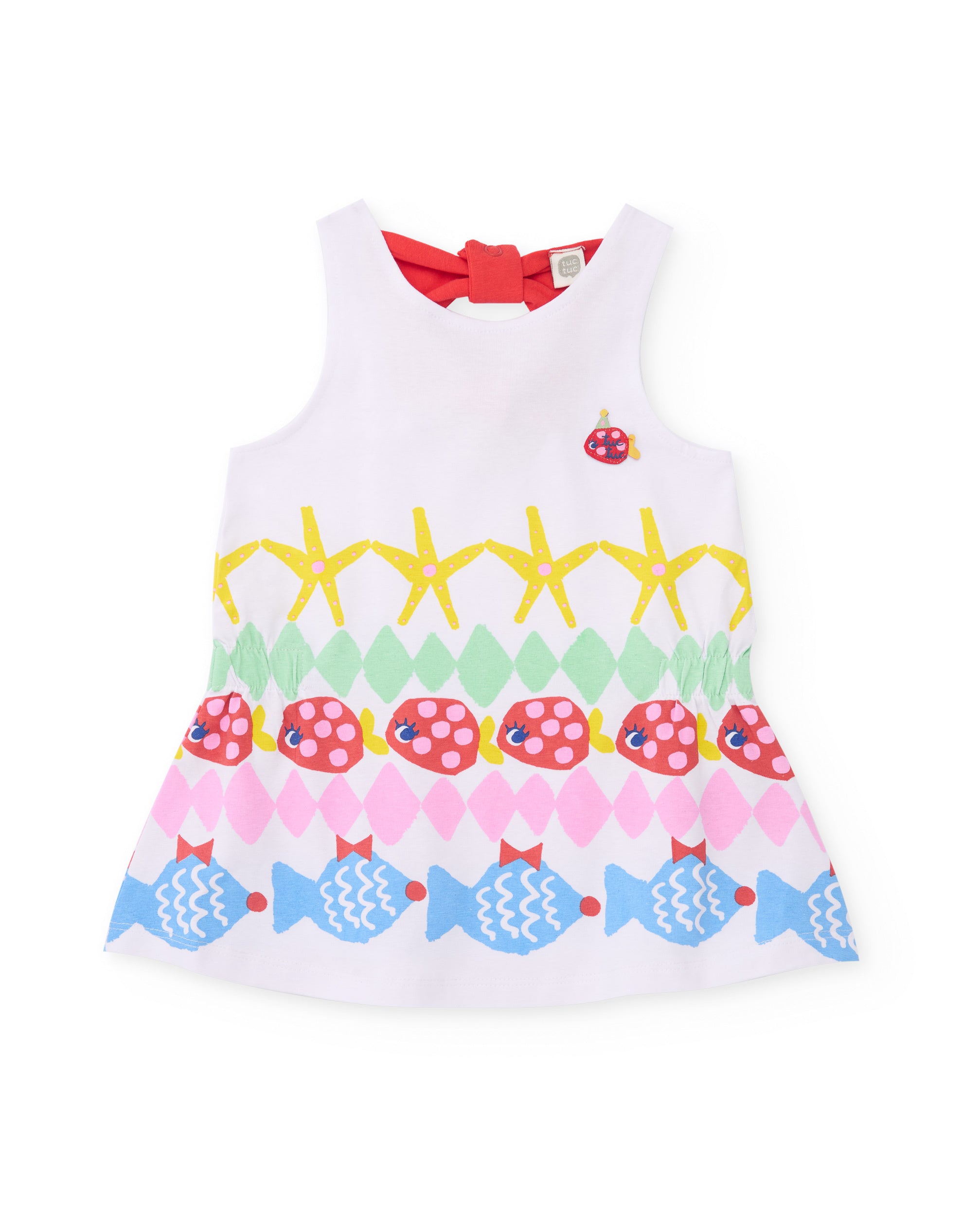Tuc tuc vestito bambina bianco con fiocco dietro