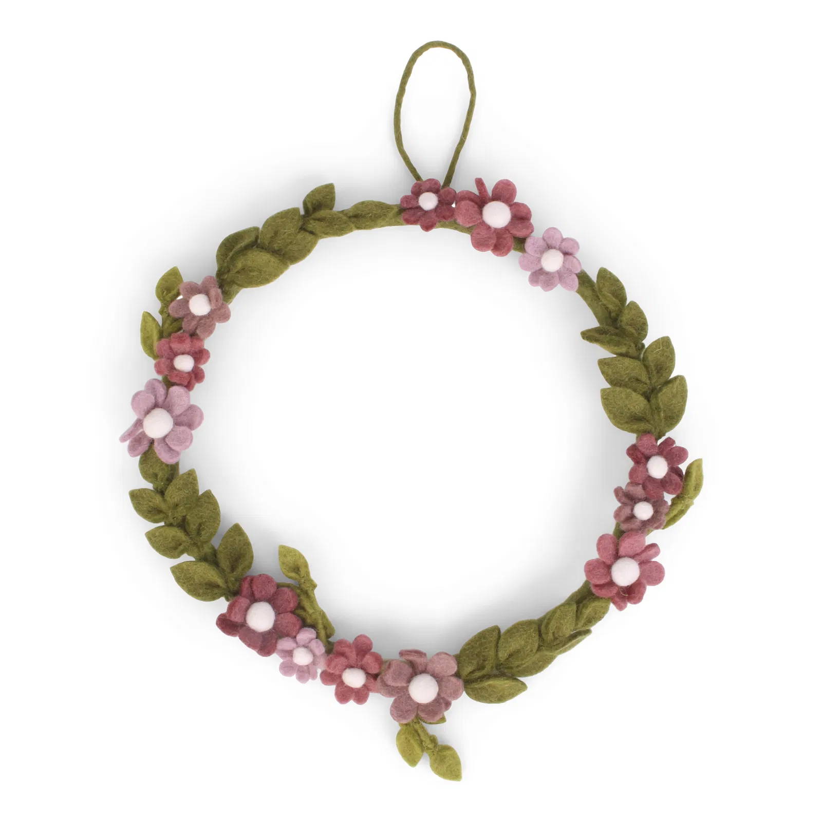 Gry & Sif Anemoni Rosa Ghirlanda in Lana Feltro 28 cm