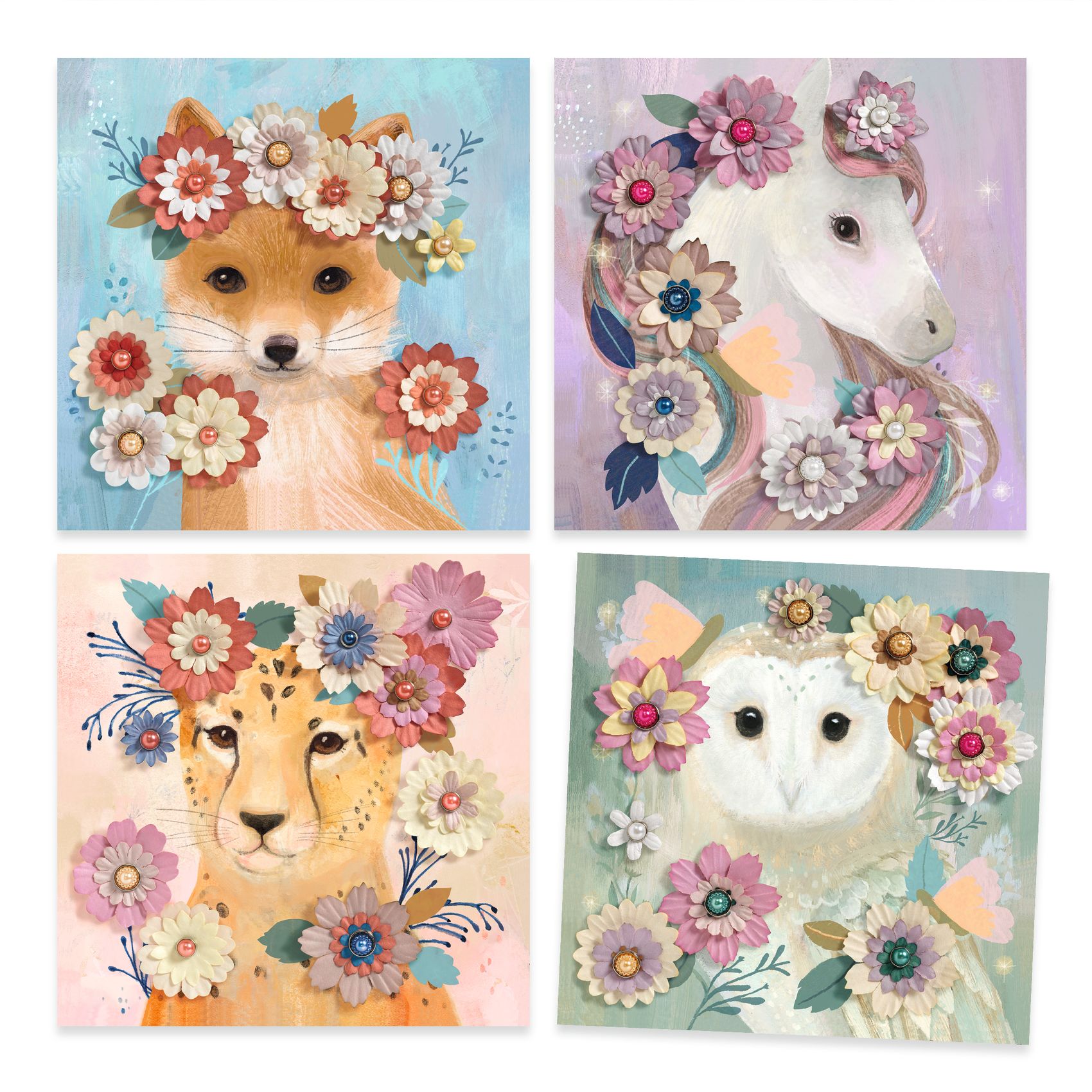 Djeco Floral Wreaths kit creativo 4 quadri