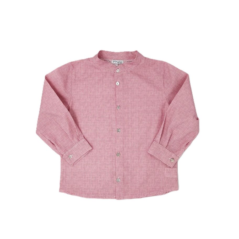 Mebi Vichy camicia bambino rossa cotone collo mao