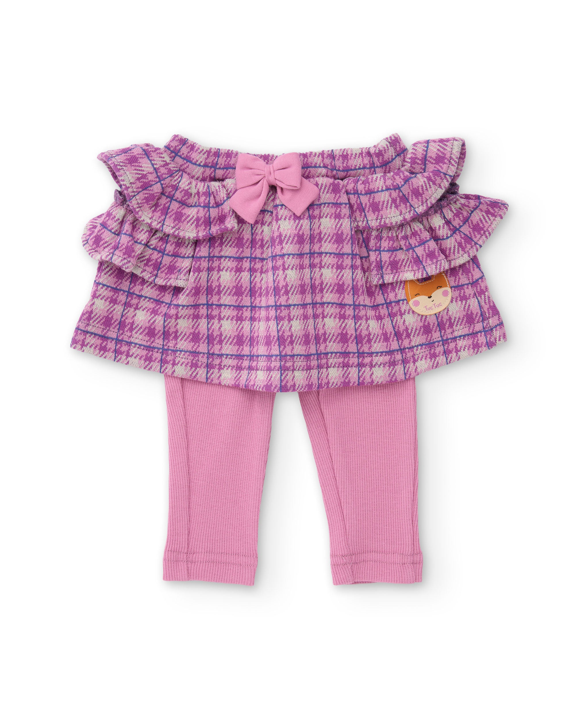 Tuc tuc set maglina neonata rosa gonna scozzese