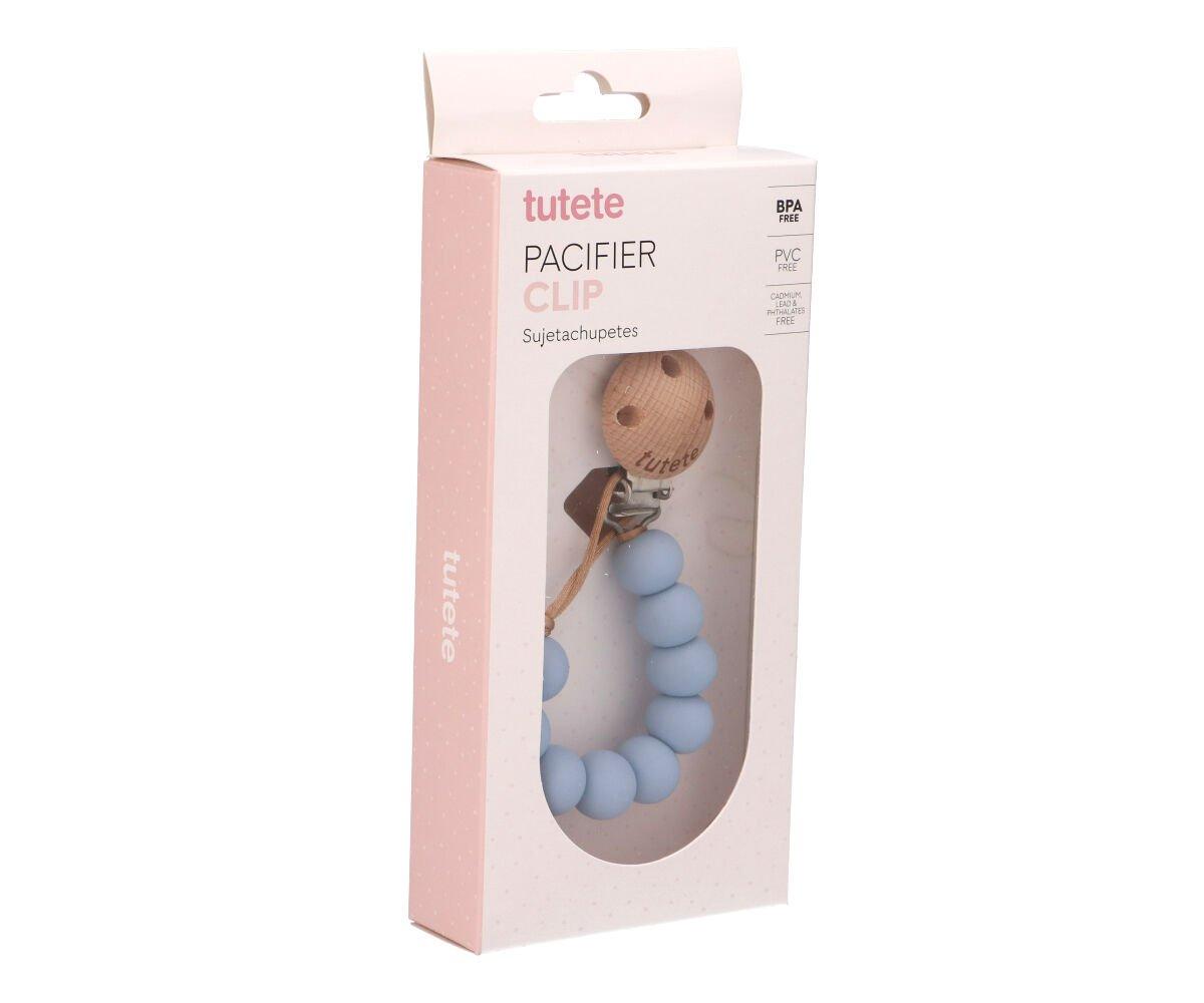 Tutete portaciuccio silicone azzurro antibatterico