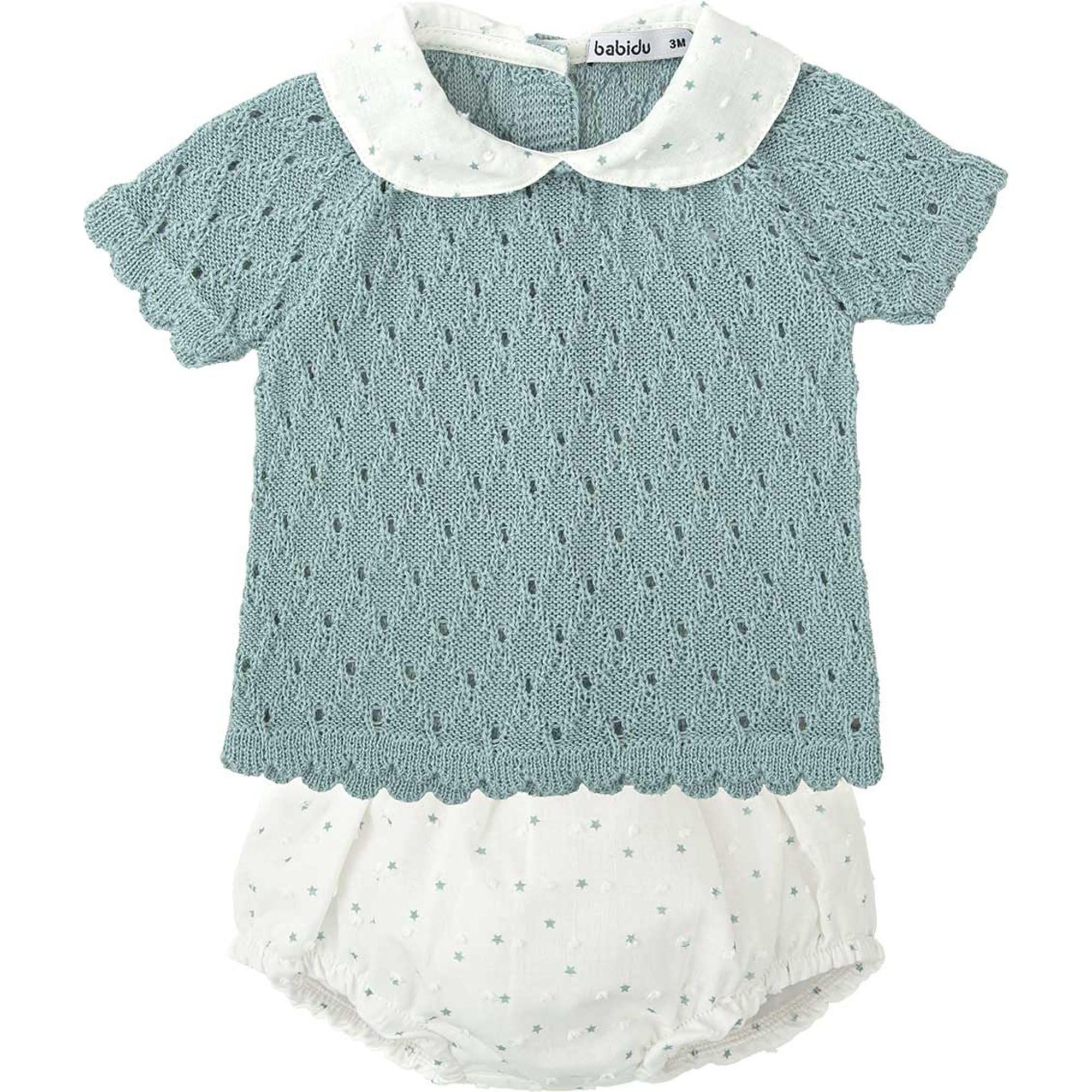 Babidu completino neonata maglia e ranetta traforata 18 mesi