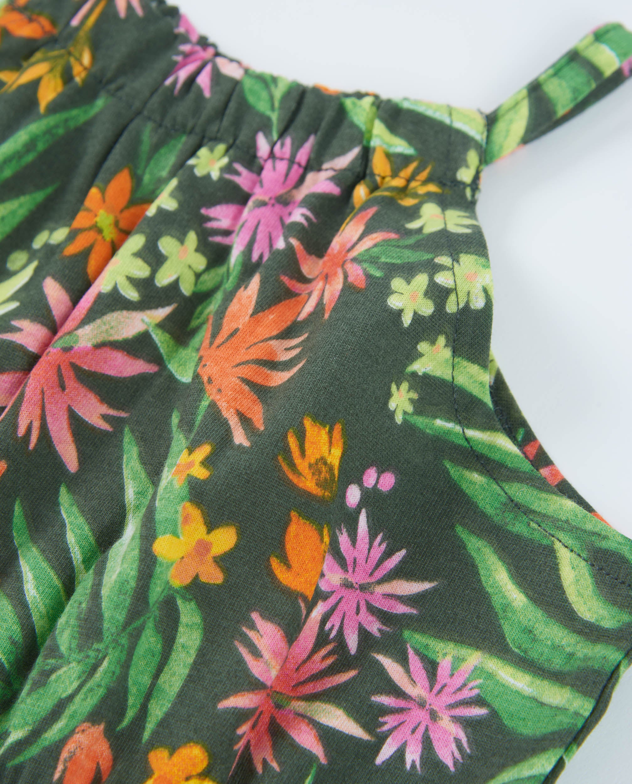 Tuc Tuc top bambina verde fiori con arricciatura