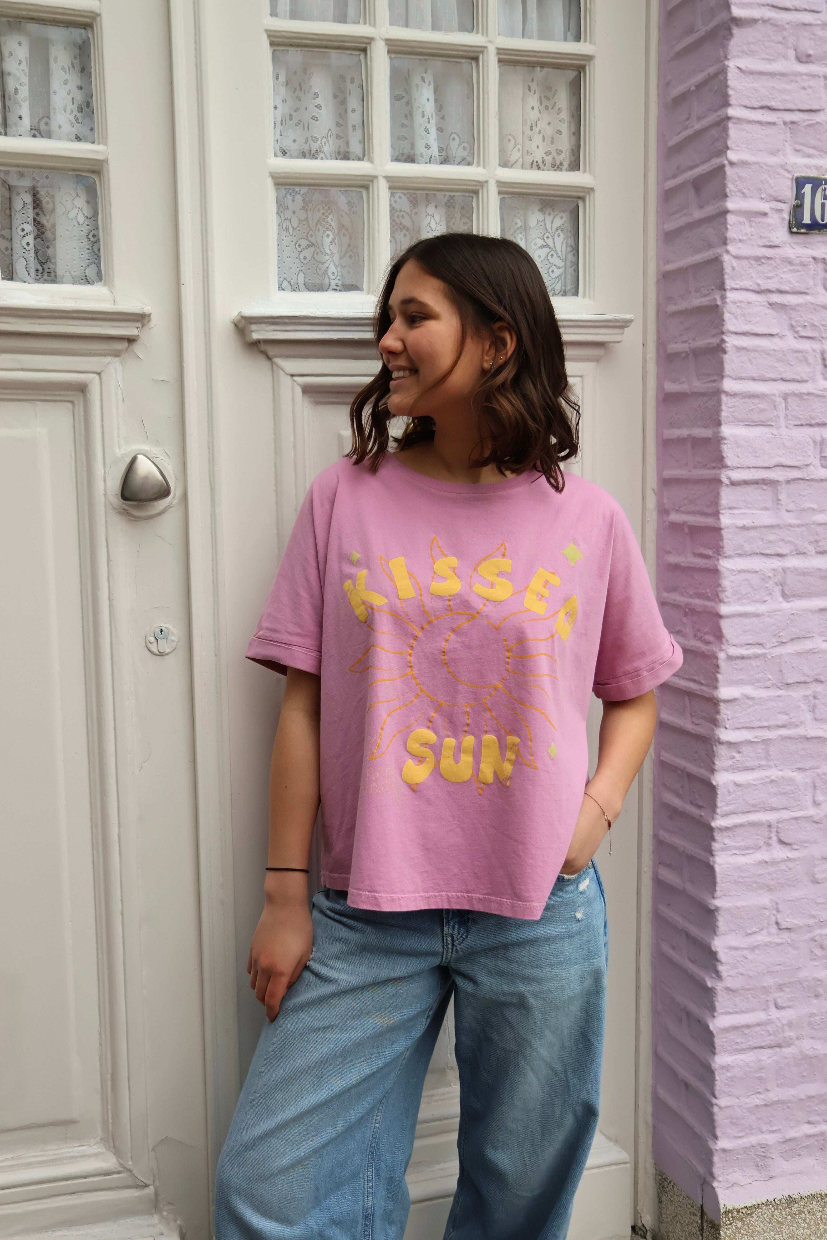 Ella and Rapha Kissed by the Sun t-shirt rosa loose cotone