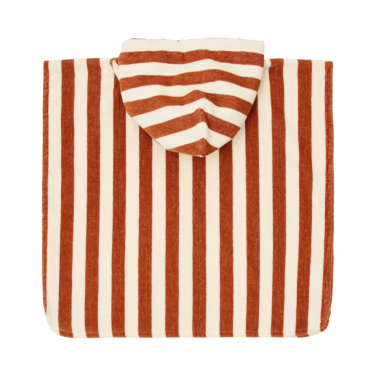 Little Dutch poncho mare righe marroni cotone con cappuccio