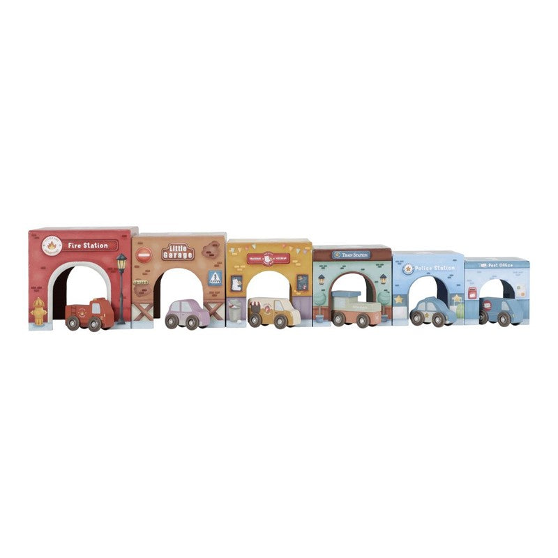 Little Dutch torre impilabile cubi cartone macchinine 6 pezzi