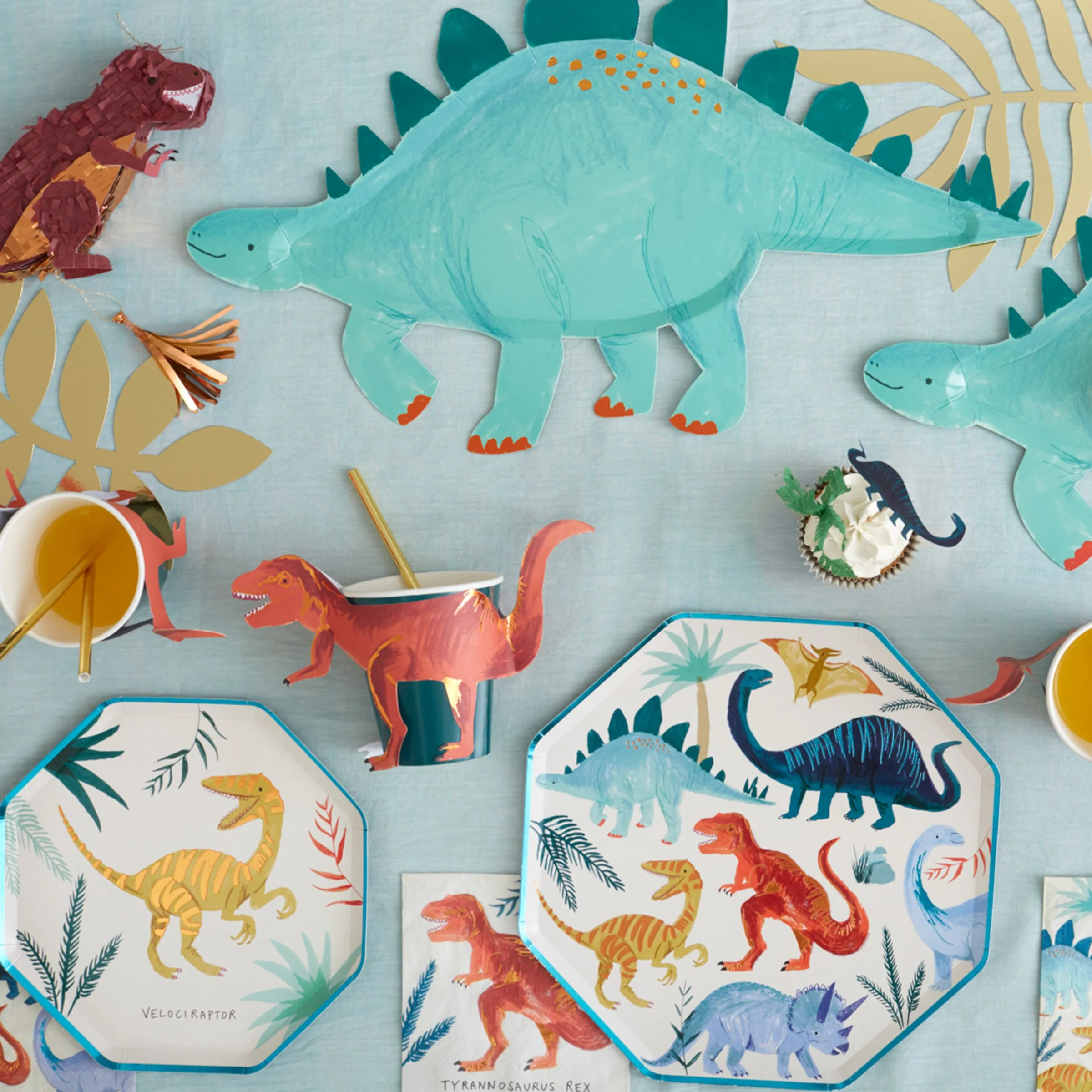 Meri Meri Stegosauro piatti sagomati 4 pz dinosauro