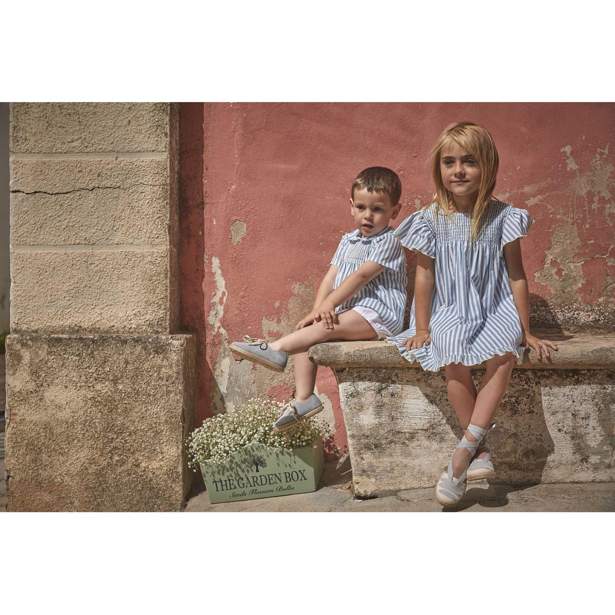 Babidu set camicia a righe e pantaloncino bianco 3 anni in cotone