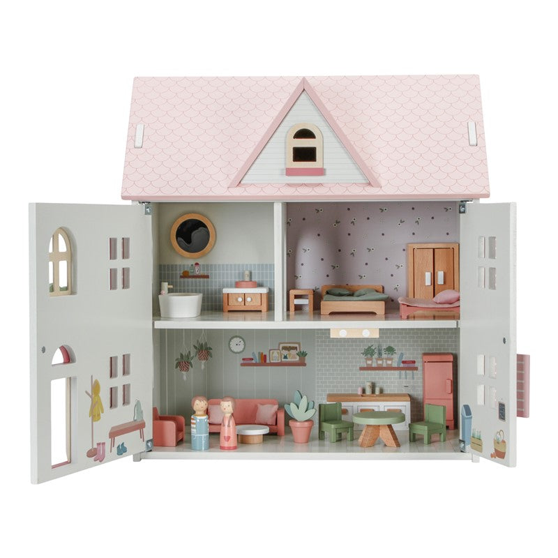 Little Dutch casa delle bambole legno rosa con mobili