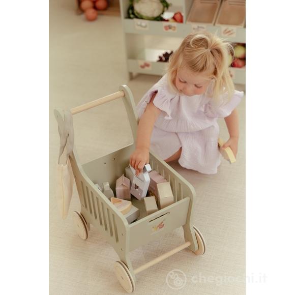 Little Dutch carrello spesa giocattolo legno con accessori