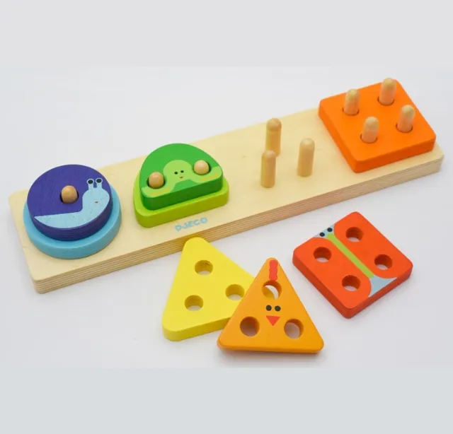 Djeco Basic 1234 gioco impilatore forme in legno 18 mesi