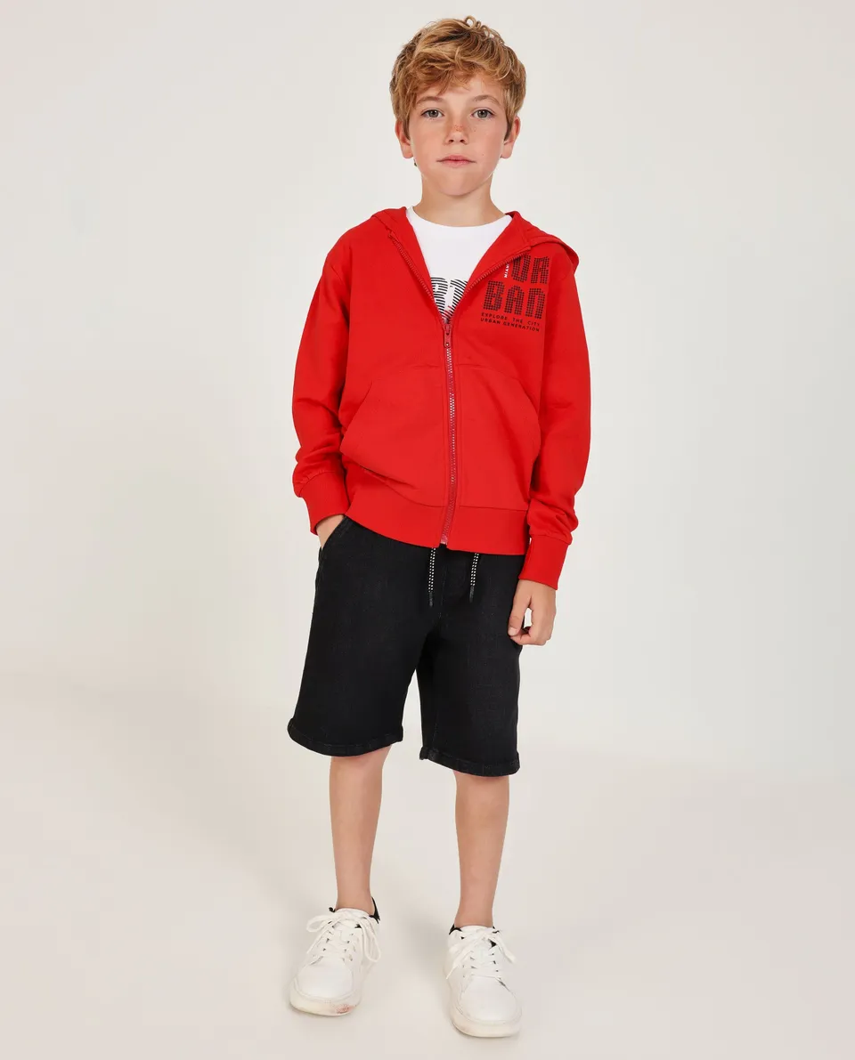 Tuc Tuc felpa bambino con cappuccio rossa con zip