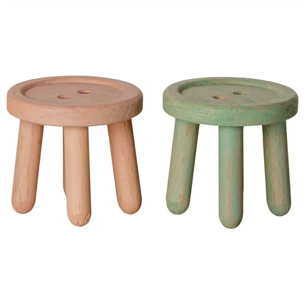 Maileg Set Sgabelli Topo mini mobili rosa menta 2 pezzi legno