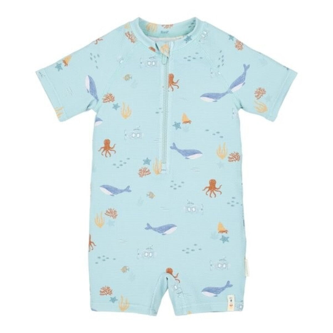 Little Dutch costume intero bimbo manica corta blu UPF 40+