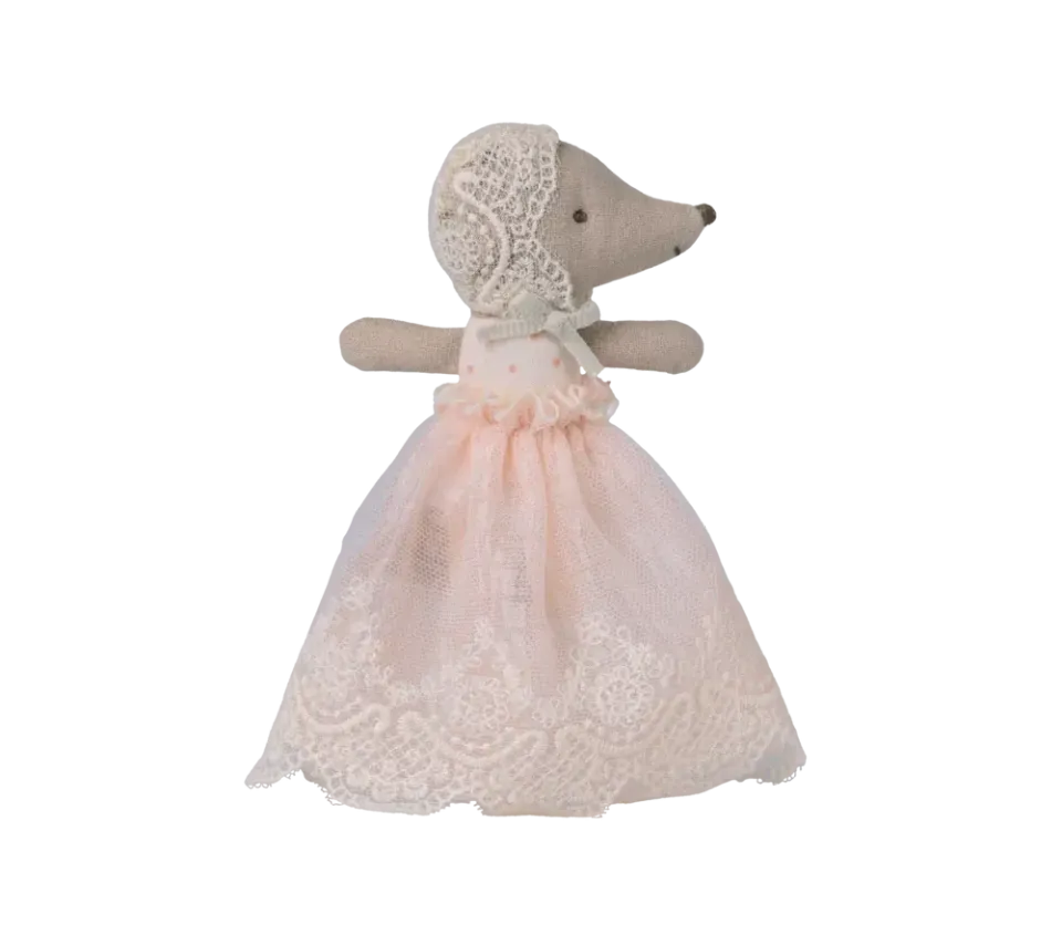 Maileg Topo bebè abiti cerimonia peluche cipria 11 cm
