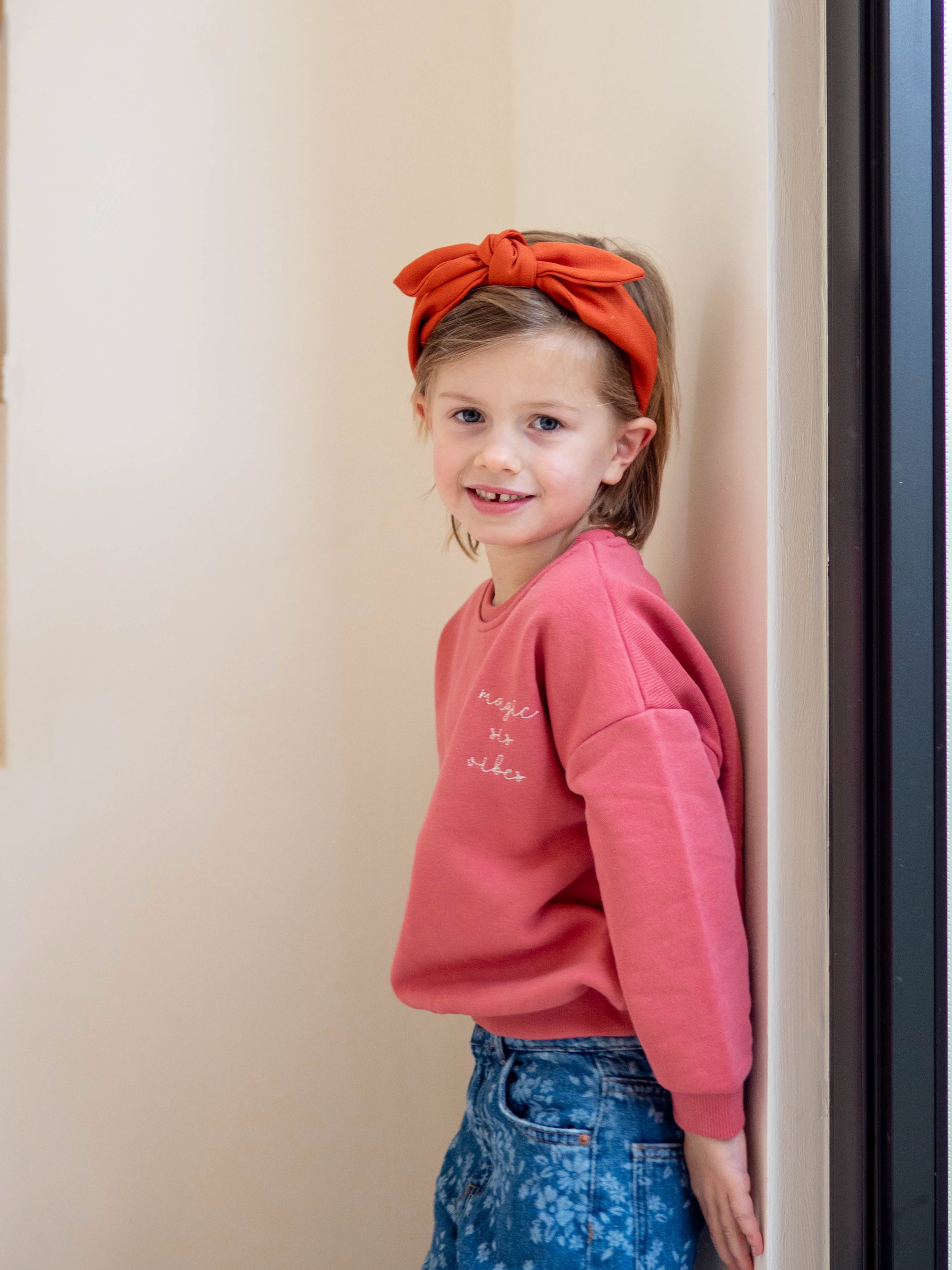 Ella and Rapha Mini Loose Fit felpa sweet raspberry cotone
