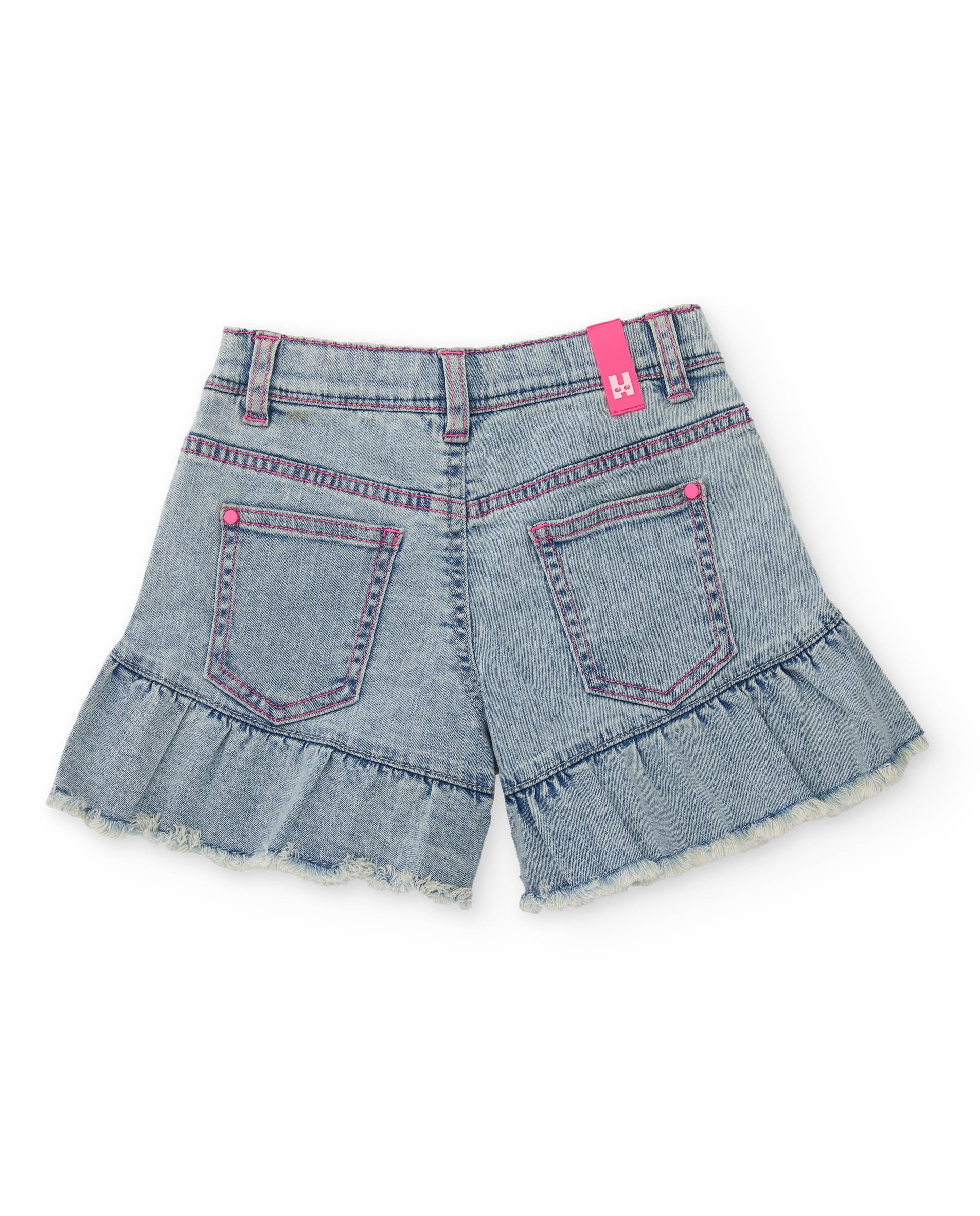 Tuc Tuc shorts denim bambina azzurri con volant