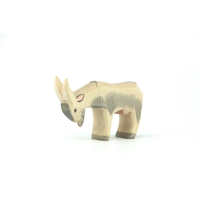 Ostheimer Capra Testa Bassa figura legno 6 cm dipinta a mano