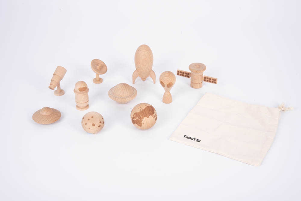 TickiT Space Adventure figure legno set 10 pezzi spazio