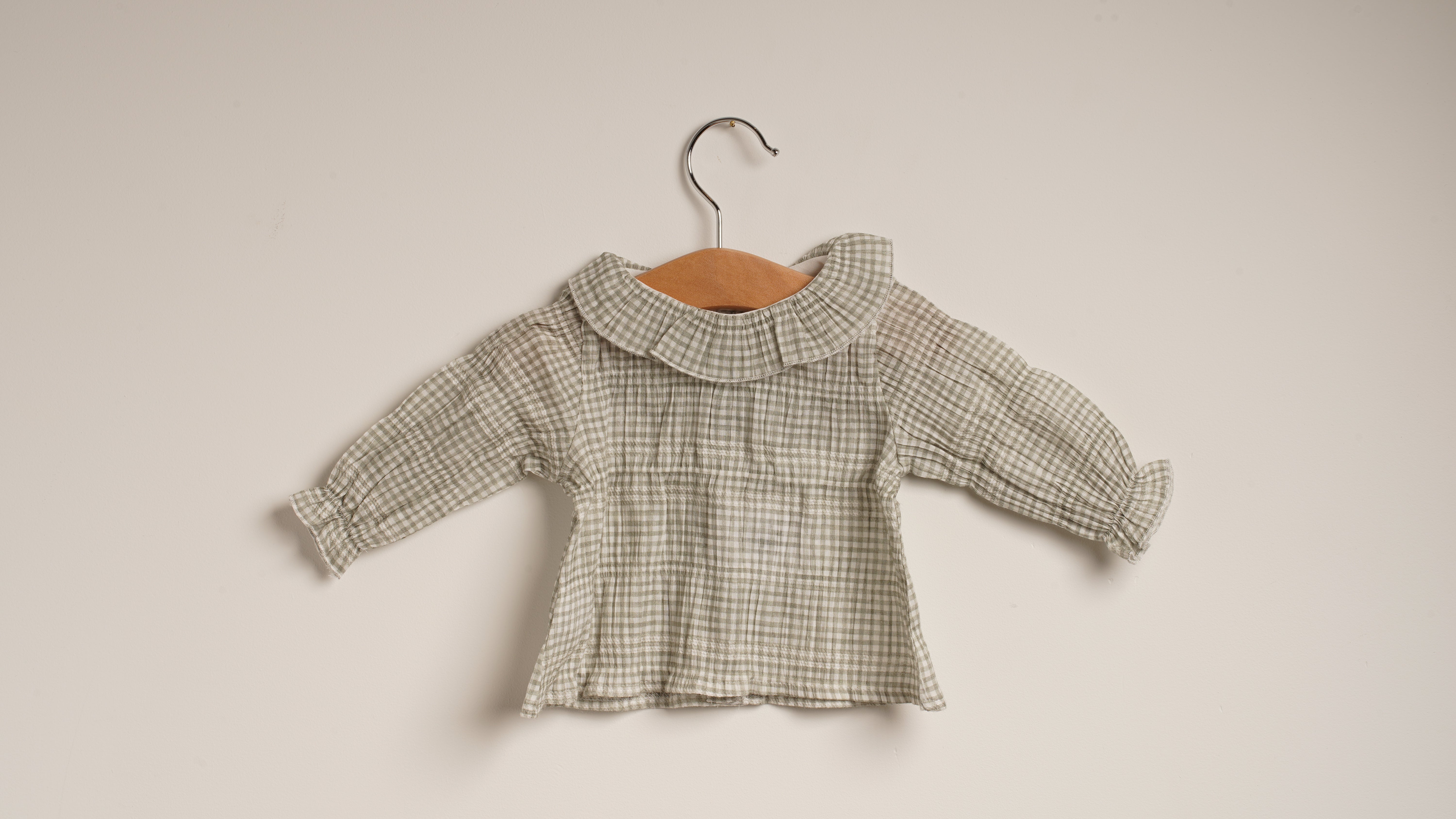 Mebi Vichy blusa neonata quadretti verdi cotone elasticizzato