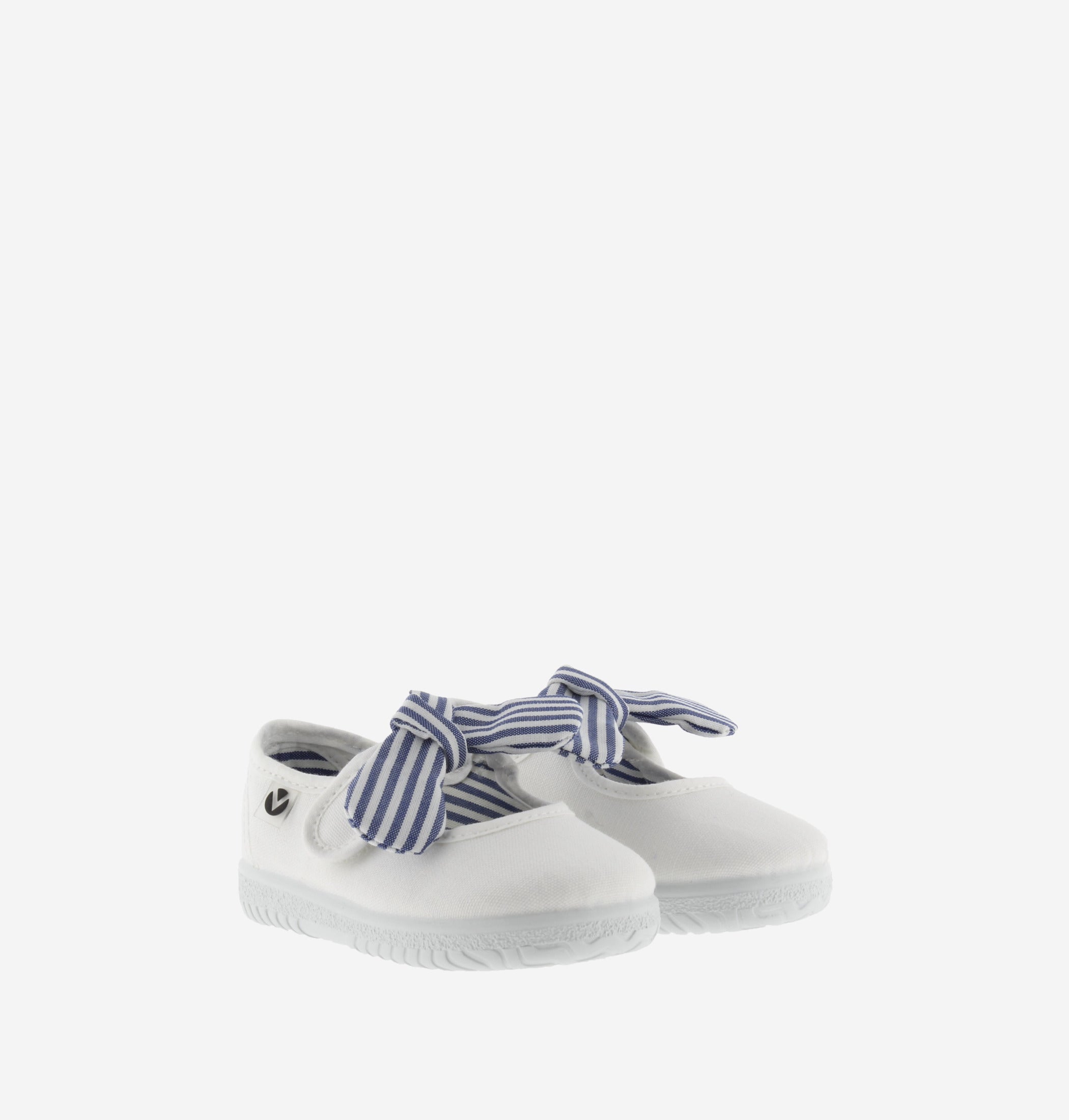 Victoria Dear World merceditas tela bimba bianco fiocco righe