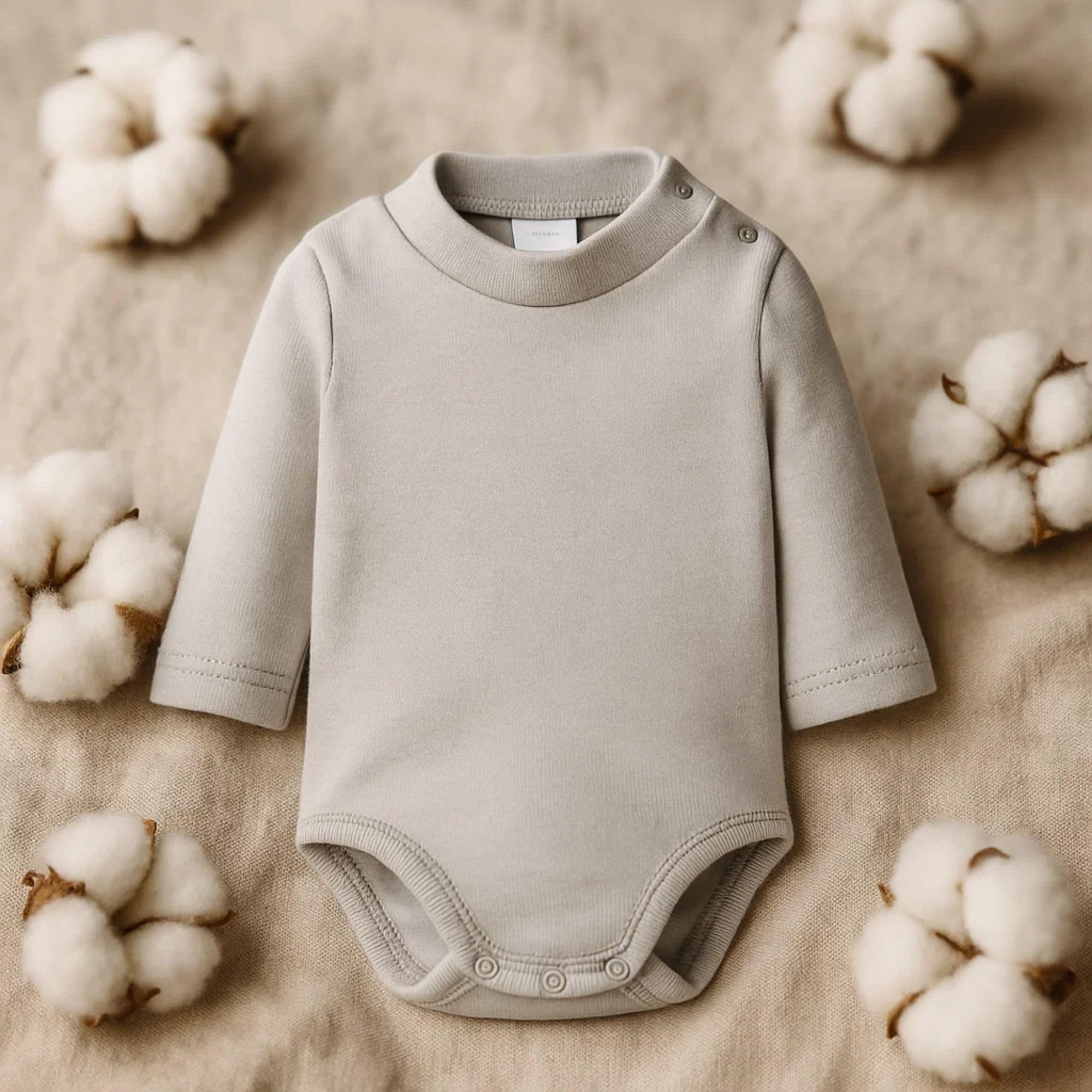 Babidu 1177 body neonato manica lunga grigio cotone