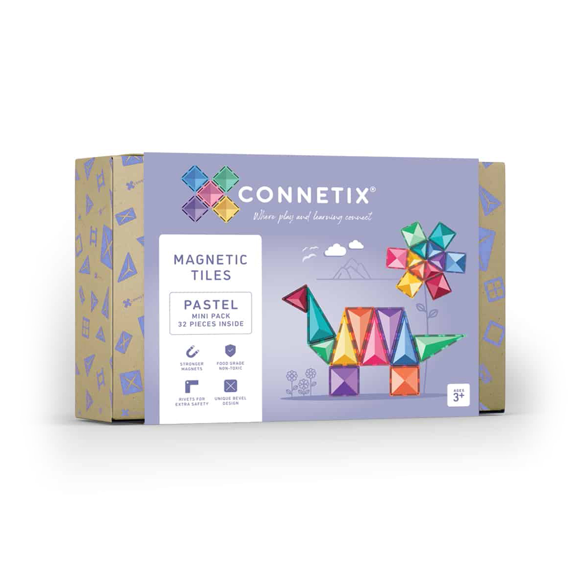Connetix Pastel Mini Pack Costruzioni Magnetiche 32 Pezzi