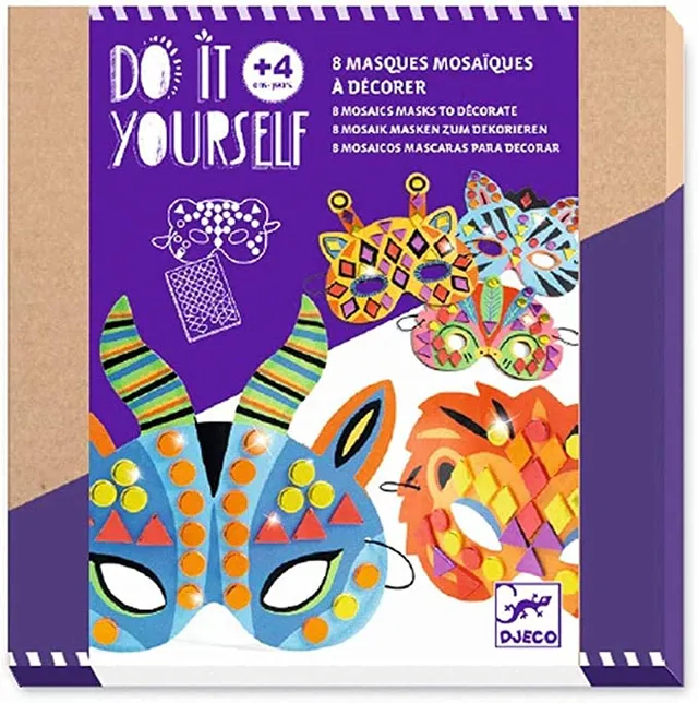 Djeco Do It Yourself Maschere Animali mosaico 8 pz